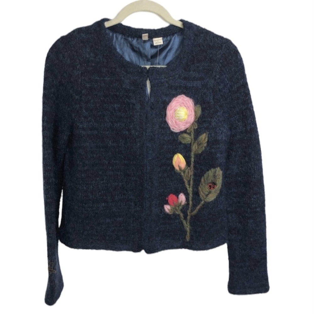 Anthropologie Moth Floral Embroidered Cardigan Sz S
